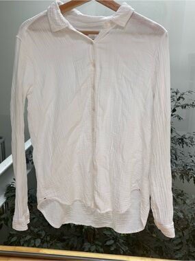 White Gauze Button-Up Shirt